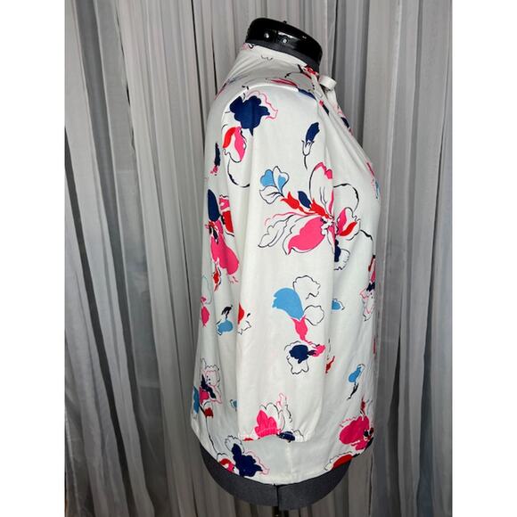 knit top kitten bow tropical flowers 1970s pink blue - Picture 5 of 8